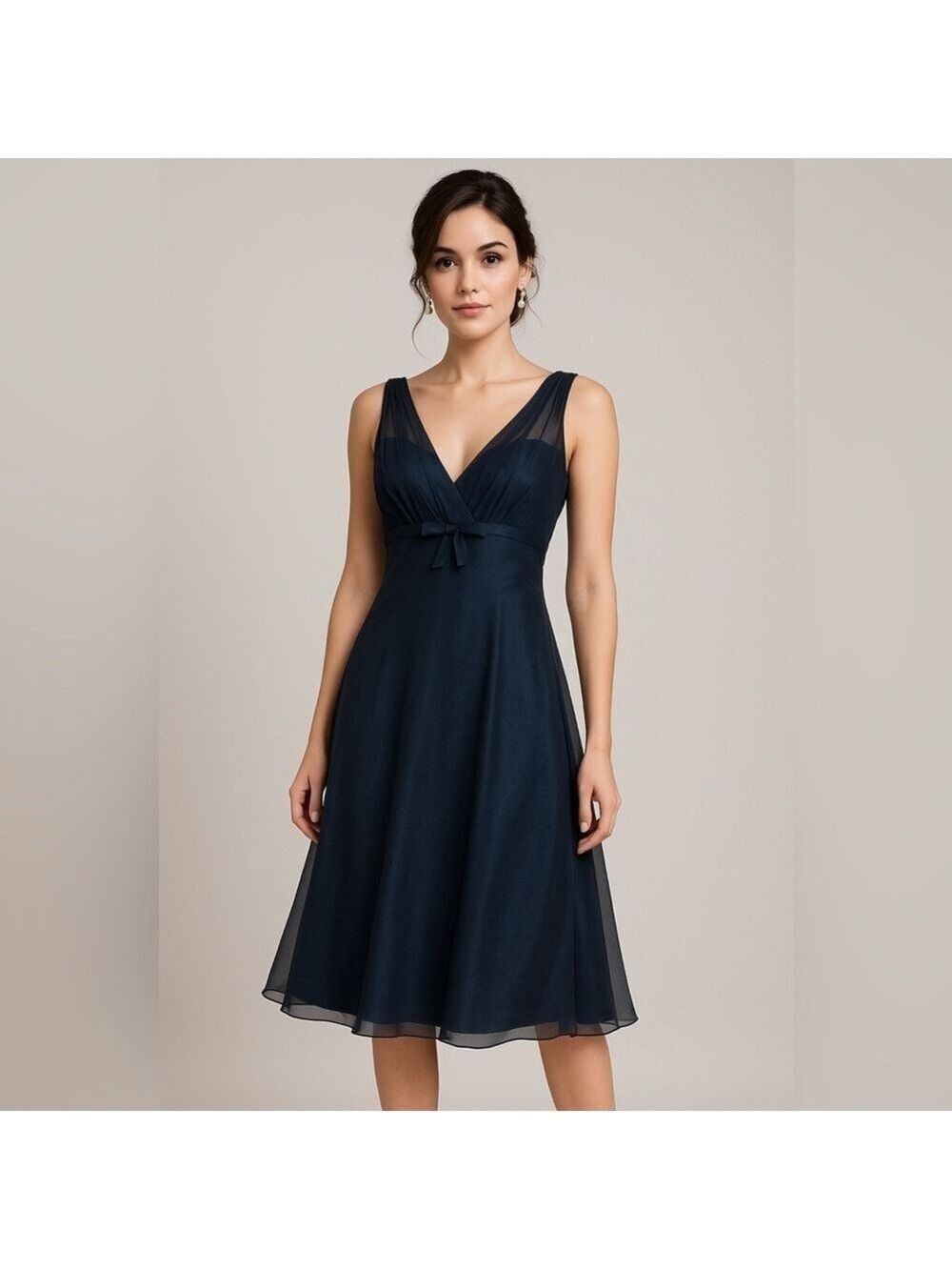 Jessica Iridescent Navy Chiffon Dress Size 2 Wedding Formal